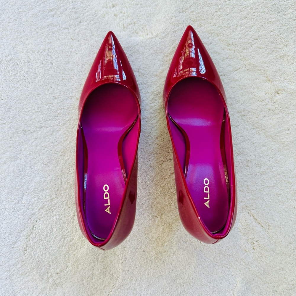 Aldo Burgundy Patent Leather Heels